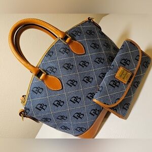 Dooney & Bourke Blue and Brown Satchel Set in Denim